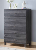 Bluma Distressed Grey Wood 5-Drawer Chest