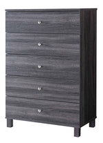 Bluma Distressed Grey Wood 5-Drawer Chest