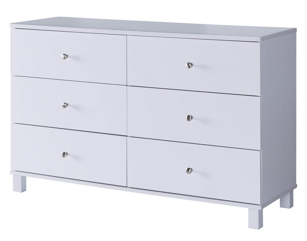 Bluma White Wood 6-Drawer Dresser