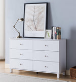 Bluma White Wood 6-Drawer Dresser