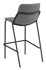 Bonamy 2 Grey Leatherette/Black Metal Bar Stools