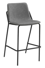 Bonamy 2 Grey Leatherette/Black Metal Bar Stools