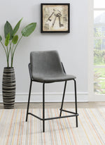 Bonamy 2 Grey Leatherette/Black Metal Counter Height Stools