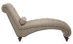 Bonne Brown Fabric Button Tufted Chaise with Nailheads