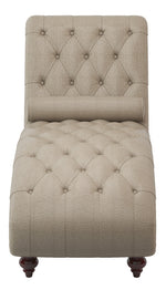 Bonne Brown Fabric Button Tufted Chaise with Nailheads