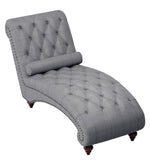 Bonne Dark Gray Fabric Button Tufted Chaise w/Nailheads