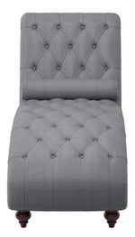 Bonne Dark Gray Fabric Button Tufted Chaise w/Nailheads