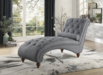 Bonne Dark Gray Fabric Button Tufted Chaise w/Nailheads