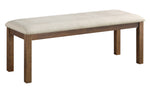 Bonner Beige Fabric/Brown Wood Bench