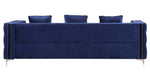 Bovasis Blue Velvet Tufted Sofa with Nailhead Trim