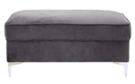 Bovasis Gray Velvet Ottoman