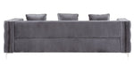 Bovasis Gray Velvet Tufted Sofa with Nailhead Trim