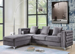 Bovasis Gray Velvet Tufted Sofa with Nailhead Trim