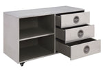 Brancaster Aluminum Metal 3-Drawer Cabinet with Open Shelves