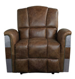 Brancaster Retro Brown Leather/Aluminum Power Recliner