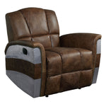 Brancaster Retro Brown Leather/Aluminum Power Recliner