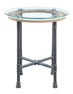 Brantley Clear Glass/Sandy Gray Metal End Table