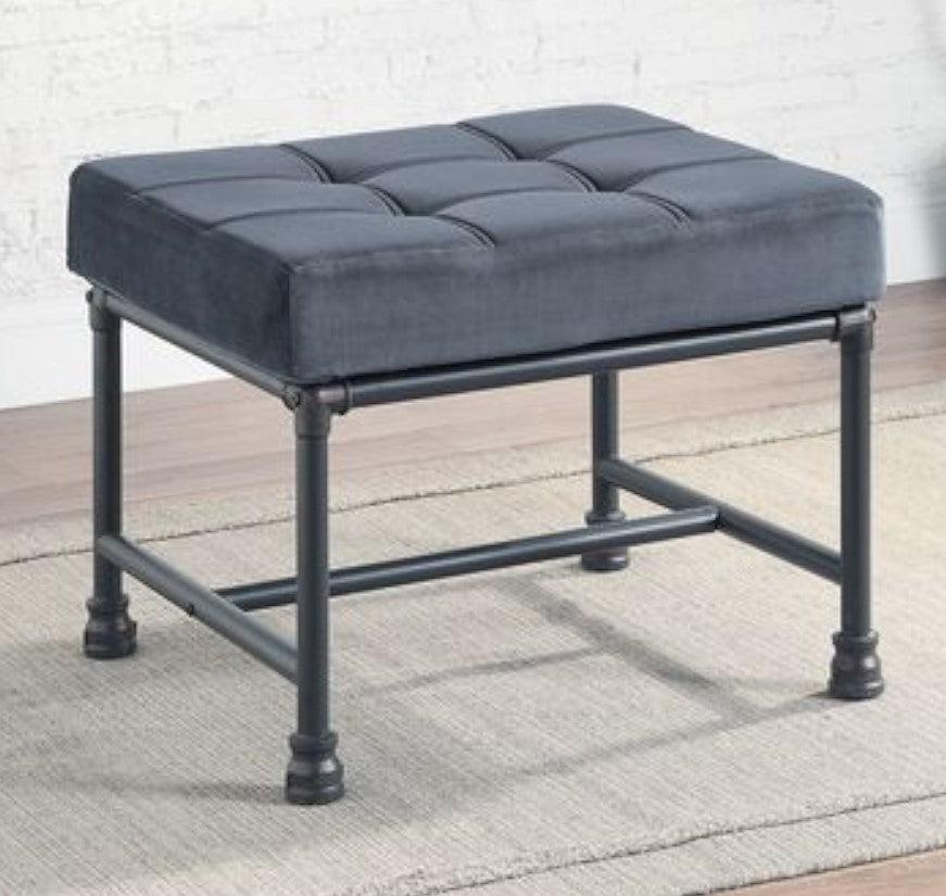 Brantley Gray Velvet Tufted Ottoman