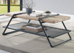 Brantley Oak Wood/Sandy Gray Metal Coffee Table with Shelf