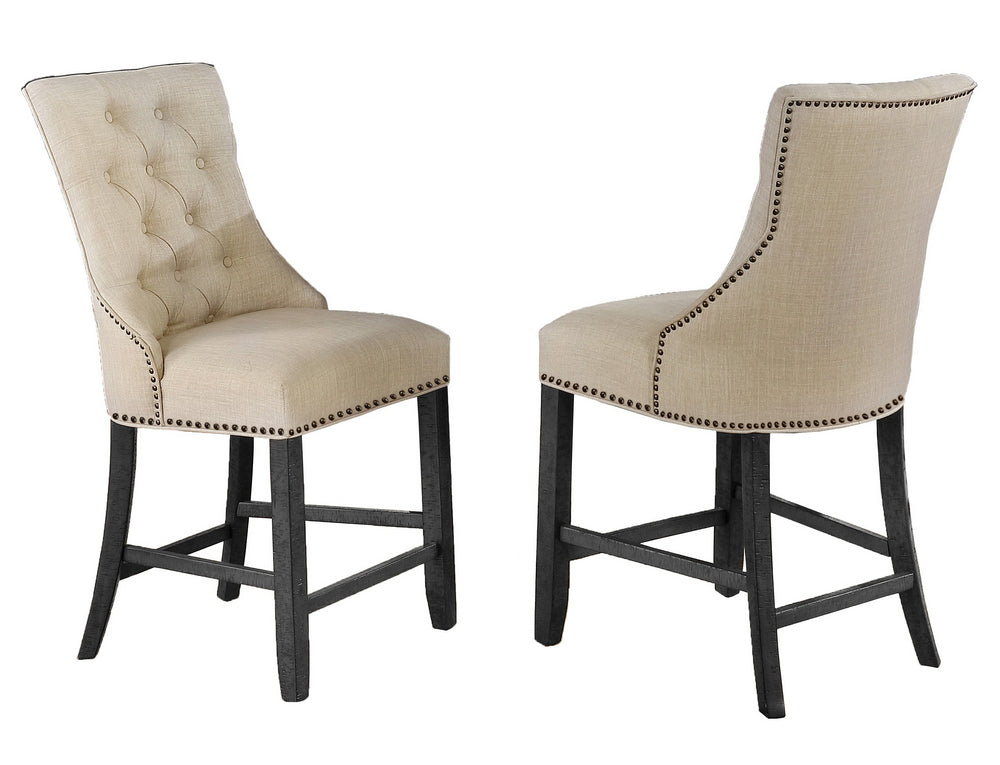 Brava 2 Beige Fabric Counter Height Chairs