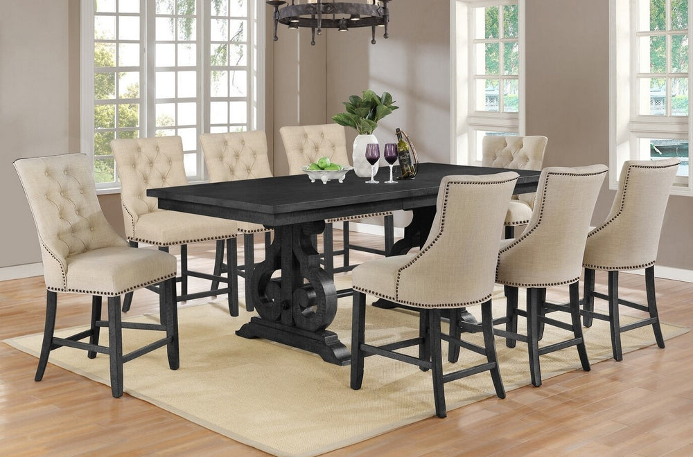 Brava 9-Pc Beige Counter Height Table Set