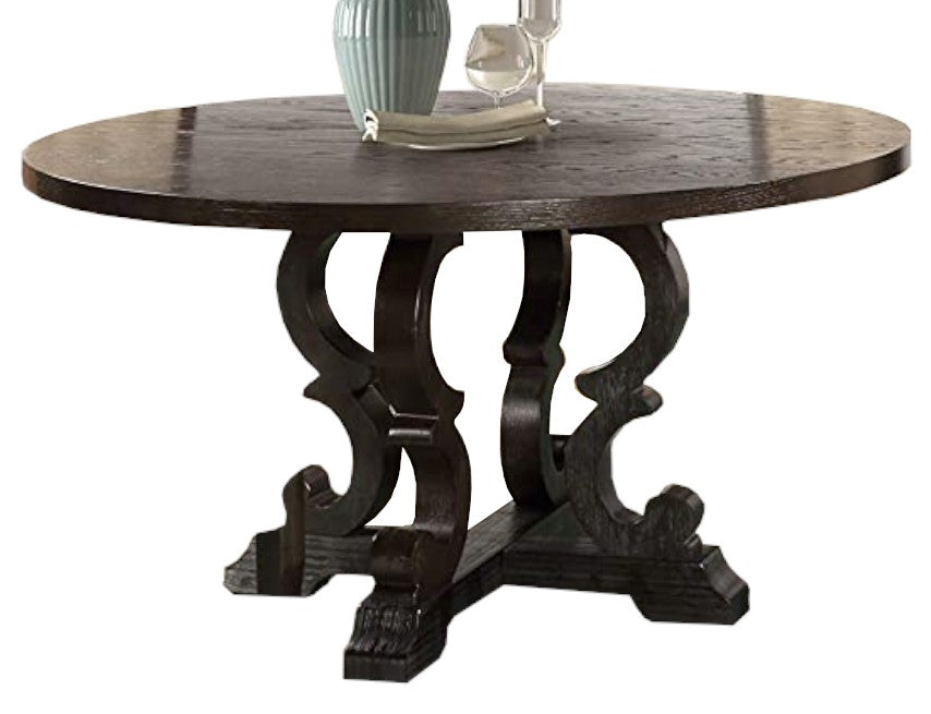 Brenda Espresso Brown Wood Round Dining Table