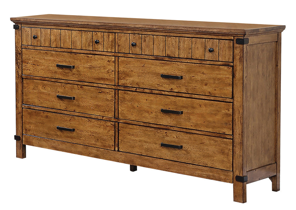 Brenner Rustic Honey Wood 8-Drawer Dresser