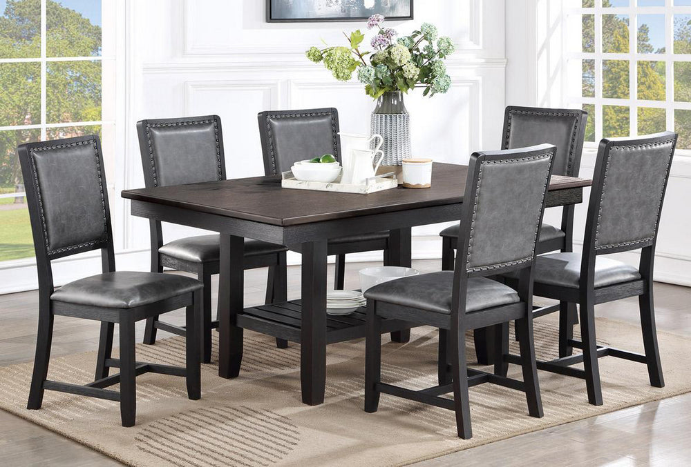 Briseis 7-Pc Dark Coffee/Grey Dining Table Set