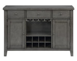 Britney Grey Wood 3-Drawer Server with Wine Rack