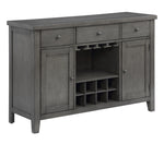 Britney Grey Wood 3-Drawer Server with Wine Rack