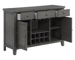 Britney Grey Wood 3-Drawer Server with Wine Rack