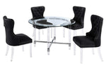 Britta 5-Pc Black Velvet Dining Table Set