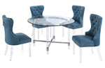 Britta 5-Pc Teal Velvet Dining Table Set