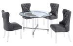 Britta 5-Pc Dark Gray Velvet Dining Table Set