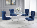 Britta 5-Pc Navy Blue Velvet Dining Table Set