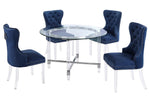 Britta 5-Pc Navy Blue Velvet Dining Table Set