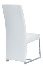 Broadway 2 White Faux Leather/Stainless Steel Side Chairs