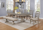 Bruna Beige Linen Fabric/Wood Dining Bench