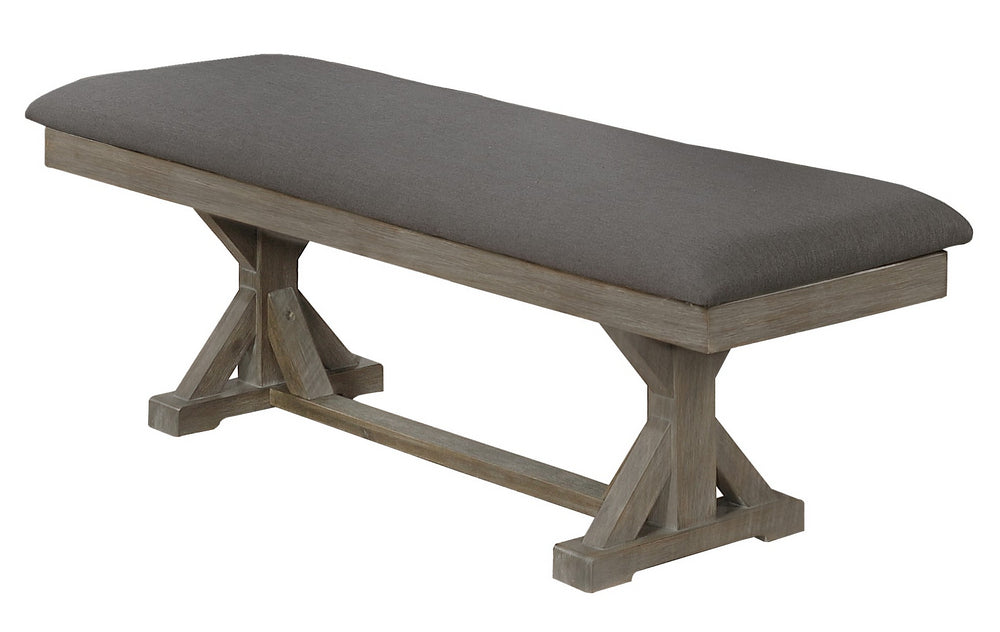 Bruna Gray Linen Fabric/Wood Dining Bench