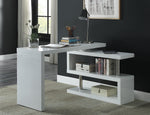 Buck II White High Gloss Finish Wood Swivel Writing Desk