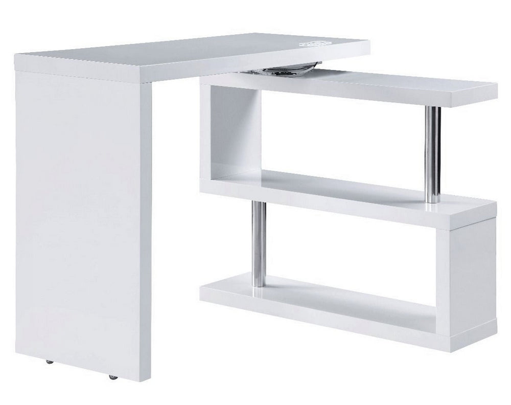 Buck II White High Gloss Wood Swivel Tall Writing Desk