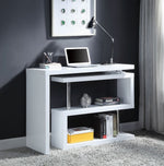 Buck II White High Gloss Wood Swivel Tall Writing Desk