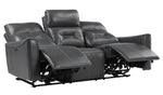 Burwell 2-Pc Gray Faux Leather Power Recliner Sofa Set