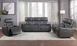 Burwell Gray Faux Leather Power Recliner Loveseat