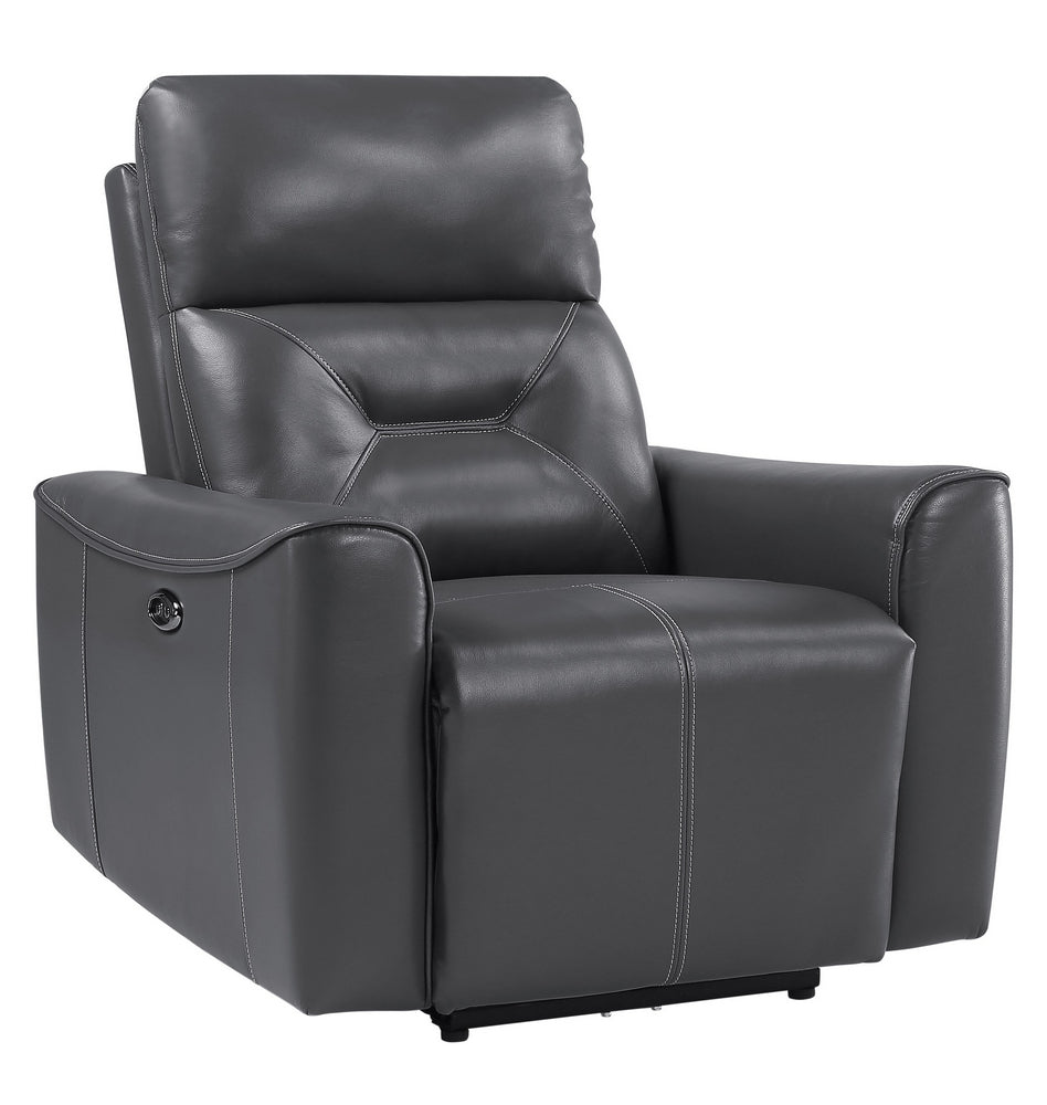 Burwell Gray Premium Faux Leather Power Recliner