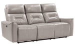 Burwell Light Gray Faux Leather Power Recliner Sofa