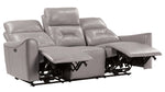 Burwell Light Gray Faux Leather Power Recliner Sofa