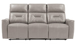 Burwell Light Gray Faux Leather Power Recliner Sofa