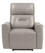 Burwell Light Gray Premium Faux Leather Power Recliner