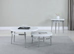 Cali Faux Carrara Marble/Chrome Round End Table